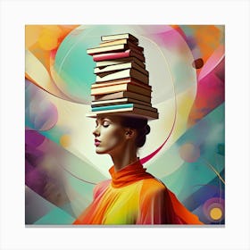 Surreal Art of Books and Feminine Intelligence Canvas Print