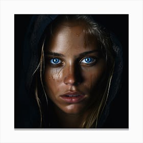 Portrait Of A Woman With Blue Eyes 1 Canvas Print