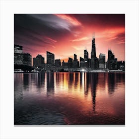 Sunset In Chicago 5 Canvas Print