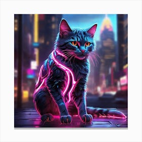 Neon Cat Canvas Print