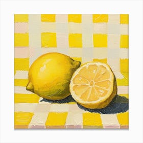 Lemon Yellow Checkerboard 1 Canvas Print