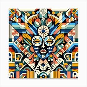 Abstract Psychedelic Art Deco Meets African Painting Canvas Print