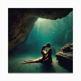 Underwater Couple Kissing Canvas Print
