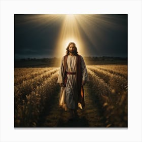 Jesus In The Field Canvas Print