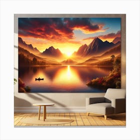 Sunset Over Lake 1 Canvas Print