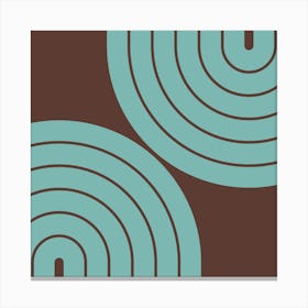 Midcentury Modern Geometric Rainbow Ivvi In Pewter Blue And Retro Royal Brown 02 Canvas Print