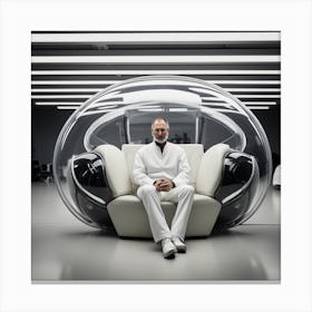 Steve Jobs In A Bubble Chair Canvas Print