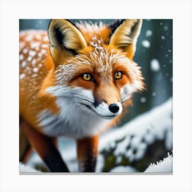 Fox In The Snow 4 Canvas Print