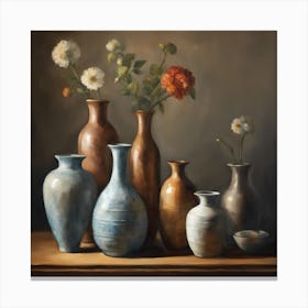 Vases And Flowers Canvas Print