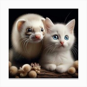 Ferret And Kitten Canvas Print