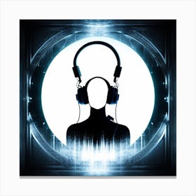 Silhouette Of A Person With Headphones Canvas Print