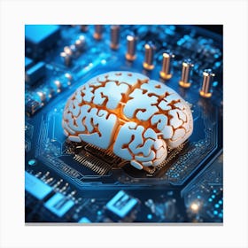 Brain On A Circuit Board 72 Canvas Print