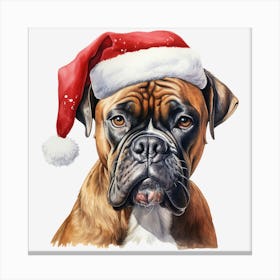 Boxer Dog With Santa Hat 5 Canvas Print