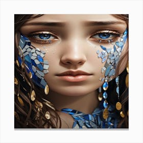 A Picture Of A Sad Woman With Tears Flowing Fro 1 Canvas Print