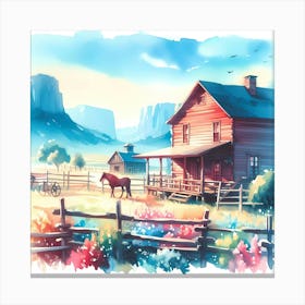 Watercolor Of A Rural House Canvas Print