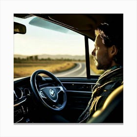 Man Driving A Car Canvas Print