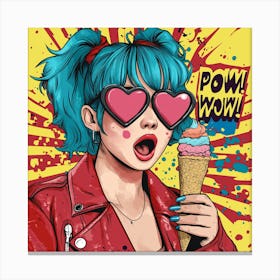 Pop Girl With Ice Cream Canvas Print