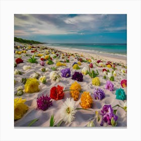 Colorful Flowers On The Beach 1 Canvas Print