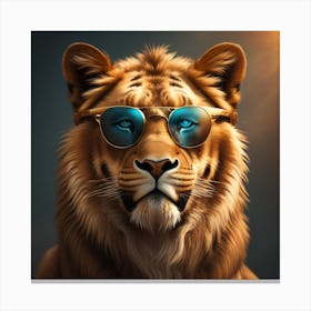 Lion With Sunglasses Canvas Print