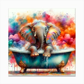 Elephant In Bath Canvas Print