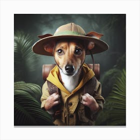 Dog As A Jungle Explorer Canvas Print