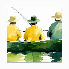 Fishing In A Canoe Canvas Print