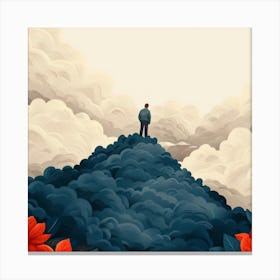 Man Standing On Top Of Mountain 1 Canvas Print