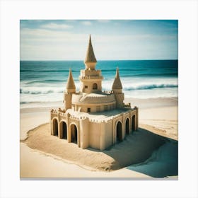 sandcastle on the beach, pictured Canvas Print