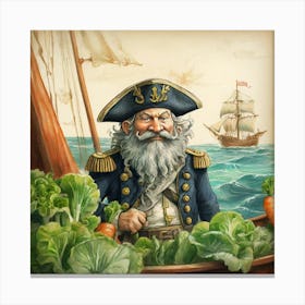 Pirate Captain In The Sea Canvas Print