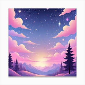 Sky With Twinkling Stars In Pastel Colors Square Composition 177 Canvas Print