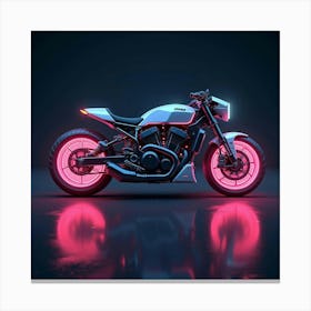 Futuristic Super Bike With Glowing Neon Lines And Plasma Engine 1 Canvas Print