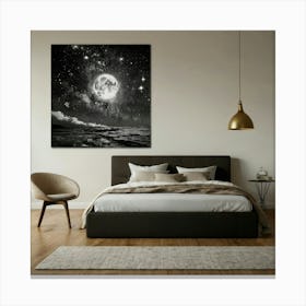 Black And White Moon Canvas Print