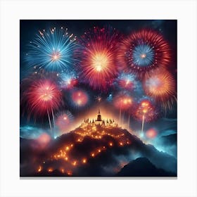 A Beautiful Image Of Fireworks In The Sky Canvas Print