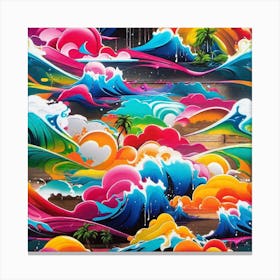 Colorful Ocean Waves Canvas Print