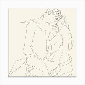 Kissing Couple drawing Canvas Print