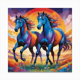 Horses At Sunset Canvas Print