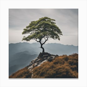 Lone Tree On Top Of Mountain 32 Canvas Print