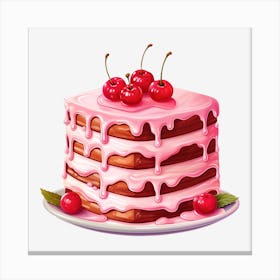 Cake With Cherries 3 Canvas Print