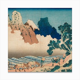 Japanese Artback View Of Fuji From The Minobu River (Circa 1830 1832) Canvas Print