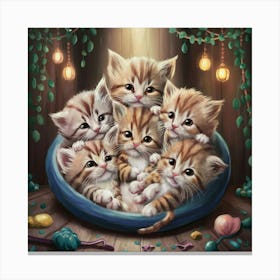 Kittens In A Bowl Canvas Print