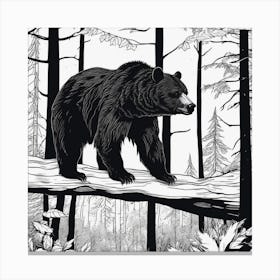 Black Bear In The Woods 2 Canvas Print