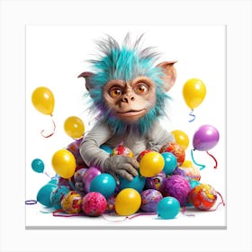 Chimpanzee With Balloons Canvas Print