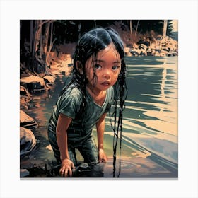 Young Girl In Water Canvas Print