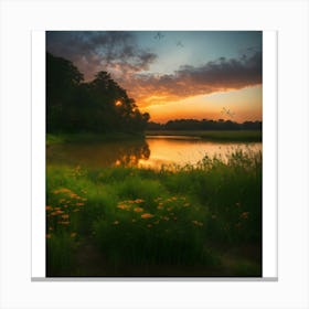 Sunset At The Lake 2 Canvas Print