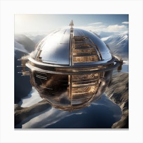 Imagine Earth Into Metallic Ball Space Station Floating In Space Universe (1) Canvas Print