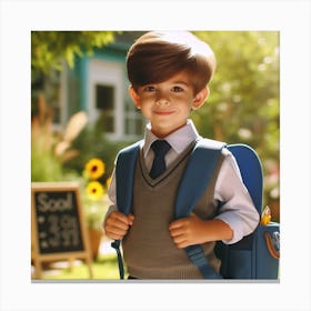 School Boy In School Uniform Canvas Print