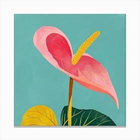 Flamingo Flower Square Flower Illustration Canvas Print