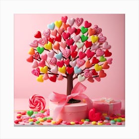 Candy hearts tree in Valentines day 3 Canvas Print