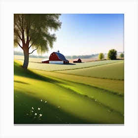 Red Barn In The Countryside 9 Canvas Print