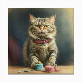 Cat With Candy Canvas Print